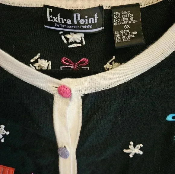 Extra Point by Reference Point Christmas Holiday Cardigan Sweater Plus Size (3x) - Picture 3 of 4